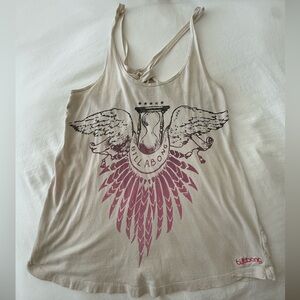 Billabong Beige Tank with Pink Wing Graphic